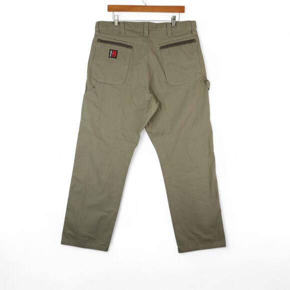 Wrangler Riggs Pants Mens 36x30 Khaki Workwear Utility Carpenter Ripstop Gusset - Picture 2 of 12